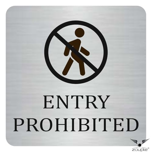 Image of Entry Prohibited Sign, 6x6 Inch, Durable Steel, Self-Adhesive