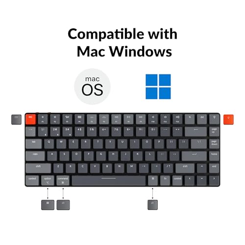 Image of Keychron K3 Version 2, 84 Keys Ultra-Slim Wireless /Wired Mechanical Keyboard with White LED Backlit, Low-Profile Gateron Mechanical Blue Switch Compatible with Mac Windows