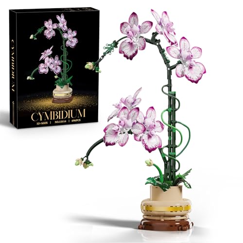 TOFFCAEA Botanische Orchidee, 696 PCS Blumengesteck Bausteine, Kreatives Bauset für Erwachsene, Pflegeleichte Spielzeug-Pflanze, Deko fürs Wohnzimmer oder Büro, Geschenk für Frauen und Männer