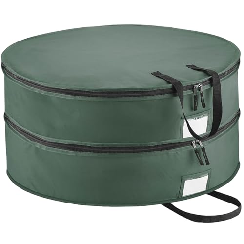 Bolsa para coronas navideñas de 30 pulgadas verde de doble capa 2