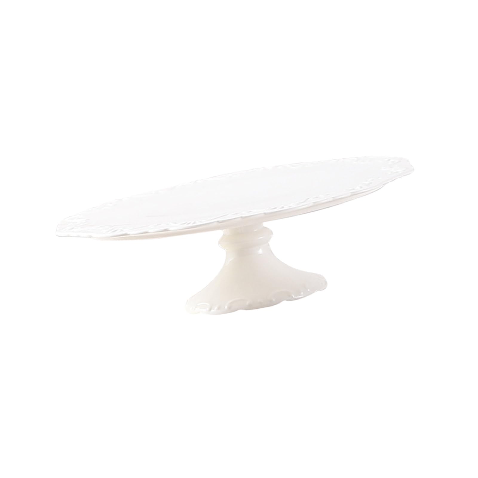 European Embossed Ceramic Cake Serving Tray for Elegant Dessert Display At Homes Parties and Wedding Receptions Sturdy Designs Ceramic