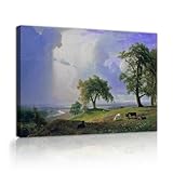 穏やかな牧歌的な風景キャンバスの絵画アルバートビアシュタットカリフォルニア春の壁アートプリントリビングルームまたはオフィスエレガントな家の装飾55x80cmインナーフレーム