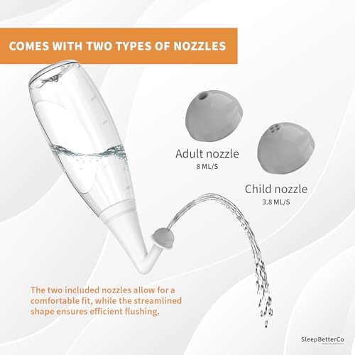 Image of Nasal Irrigator, Sinus Rinse Bottle, BPA-Free, Ergonomic Design, 2 Tips for Adult /Kids, Reduces Snoring, Relieves congestion, Easy to use, Transparent Light-grey
