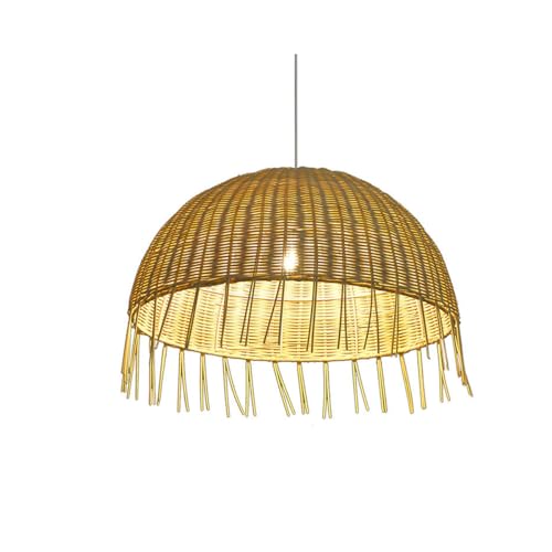 Lampe suspendue pour restaurant japonais et abat-jour tissé main en herbe et vigne