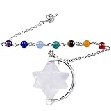 SUNYIK Rock Quartz Merkaba Star Pendulum, 7 Chakra Crystal Point Healing Reiki Dowsing Wicca...