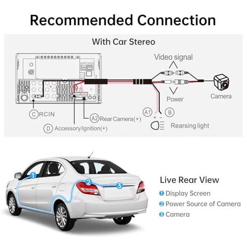 Image of ATOTOZONE AC-HD02LR 720P HD Backup Camera with Live Rear View,150º Wide-Angle,Night Vision, IP67 Waterproof,Only Compatible with A5, A6, F7, S8, X10,V10 Series