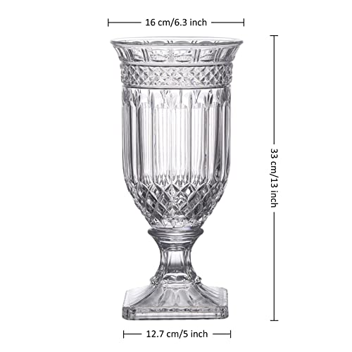 Joeyan YKG0085 13'' Glass Urn Vase,Large Clear Decorative Flower Vase thumb #6