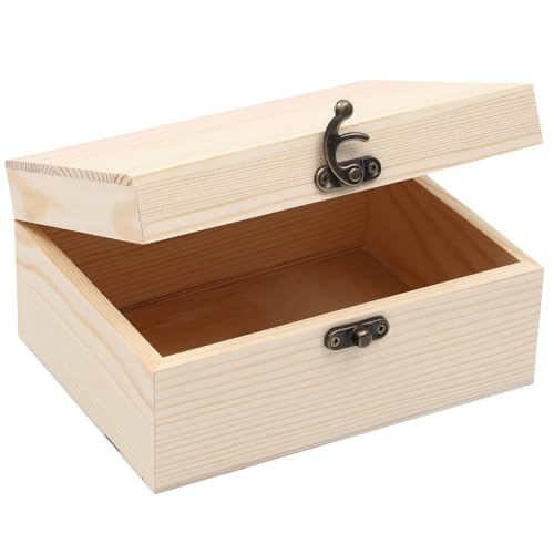 RoastMe木箱収納 収納ボックス 天然木製 ラッチ式蓋付き 収納ケース 小物収納 木箱 完成品 ナチュラル (2,a)