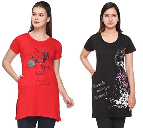 Image of In Love Women's Plus Size Cotton Printed T-Shirt with Pocket - Combo Pack of 2