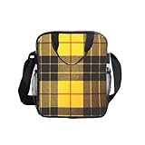 CWYHDUDOH Bolsa de almuerzo con estampado de cuadros amarillos, grises y negros, contenedor transparente portátil para picnic, escuela, trabajo, viajes