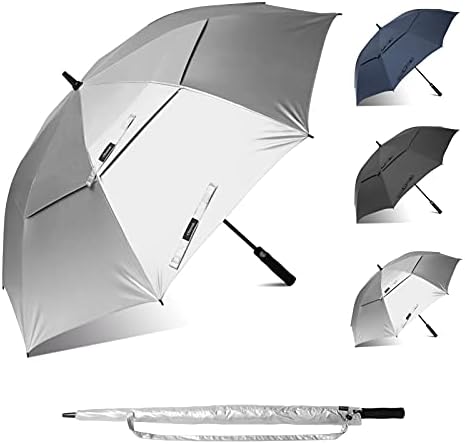 Obemisk Extra Large Golf Umbrella, 62/68 Inch Automatic Open Travel Rain Umbrella with Windproof Water Resistant Double Canopy, UV Protection Umbrellas for 2-3 Men