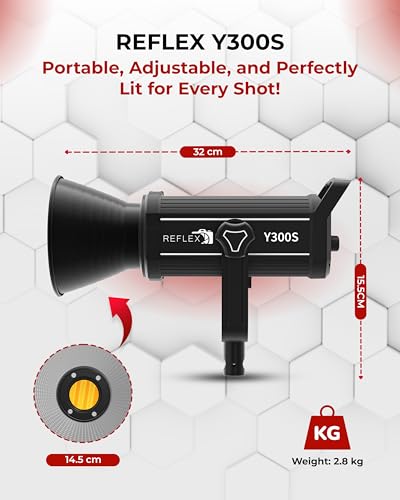Image of Reflex Camera Professional 300W Dimmable Bi-Color Bowens LED COB Studio Light 3200K-5600K Adjustable, Portable, Warm to Daylight Adjustment, U Bracket with 360 Degree Movement Continuous Light