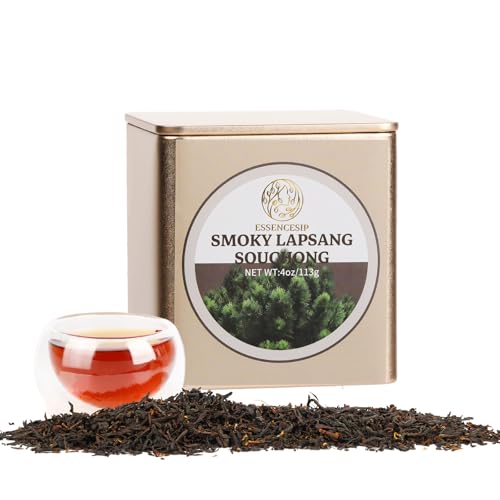 ESSENCESIP Smokey Lapsang Souchong Black Tea Loose Leaf - 4oz Tea Sampler Pinewood Smoked in