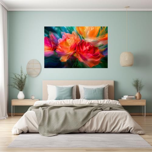 Déco murale florale multicolore pour salon moderne et chic
