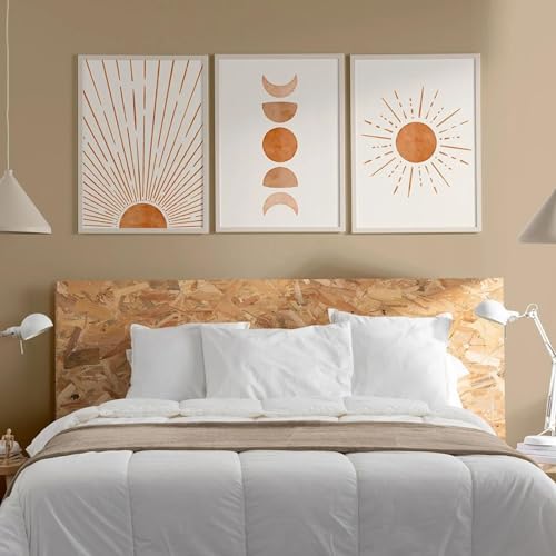 Affiche bohème phases de la lune et soleil : triptyque scandinave abstrait 70x100 cm