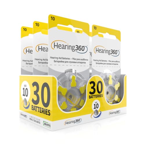 30 pilas modelo 10 amarillo (PR70) – 5 paquetes de 6 baterías para audífonos 1,45 V – Pilas acústicas Rayovac Varta Extra