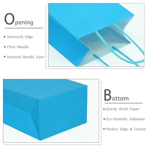 Image of DCGPAC Blue Paper Bag, Shopping Carry, Bags, Kraft Paper with Handle Bag, Ecofriendly Flexible Multipurpose Storage & Carry Bag (9.75x9x4 inch) Pack of 50 Pcs