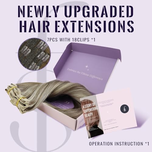 Fshine Clip In Hair Extensions Human Hair Blonde Highlight Clip In Extensions Colour Ash Brown Mix Platinum Blonde 7 Pcs 120 Grams Human Hair Extensions Clip In Human Hair Full Head 35cm - Image 2