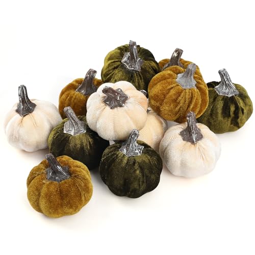 12pcs Fall Pumpkins Decor Set,Artificial Mini...