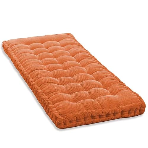 Cojín de banco grueso de 10 cm para sofá de 2/3 plazas, 100 cm/120 cm, de algodón, para exteriores, jardín, patio, columpio, colchón (140 x 40 cm, naranja)