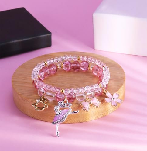 Image of Ballerina Bracelet Dance Recital Bracelet Ballerina Blue Bracelet Cute Ballerina Dance Beaded Bracelet Ballerina Friendship Bracelets Ballerina Party Jewellery