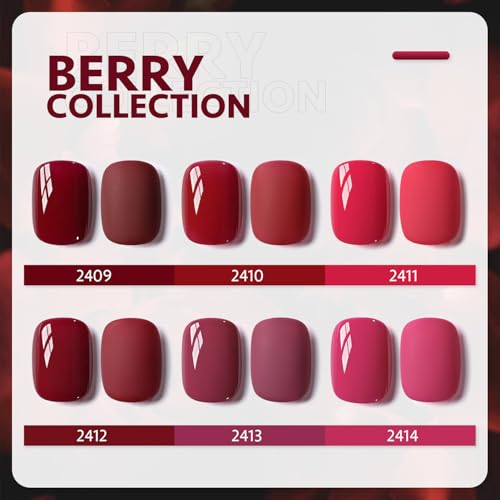 GAOY Berry Collection Gel Nail Polish, Hot Pink Burgundy Red Cherry Magenta Nails Gel Polish Kit for Salon Manicure and DIY at Home
