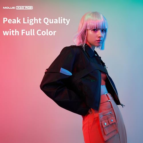 Image of ZHIYUN Molus X60 60W RGB Standard Video Light, Portable COB Photography Lighting on Camera, APP Control •CRI 95• TLCI 98• 15 Scenes for Video Recording /Portrait /TVC /Photo, USB-C
