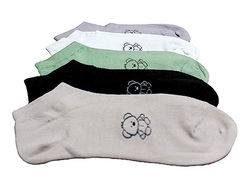 Teddy Printed Cotton Socks for Girls (Pack of 5, Multicolor)2