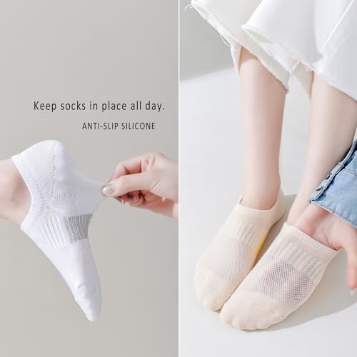 Image of EPEIUS Thick No Show Socks for Women Athletic Ankle Socks Cushioned Running Low Cut Non Slip Footies 3 /6 Pairs