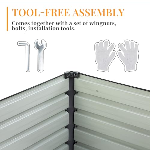 Image of NEWBULIG Galvanized Raised Garden Bed Kit, 6x3x2ft Outdoor Metal Planters Box, Rectangular Raised Flower Beds for Planting Vegetables Flowers Herbs, Open Bottom, Easy Assembly, Dark Gray