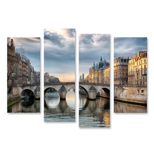 Tableau sur toile de qualité islandburner grand format pont en pierre 4 panneaux
