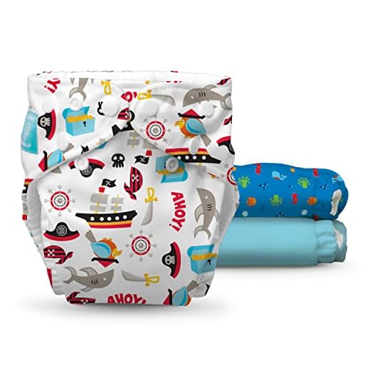 Charlie Banana Baby Fleece Reusable and Washable Cloth Diaper System, 3 Diaper and 6 Inserts, Oceana, One Size