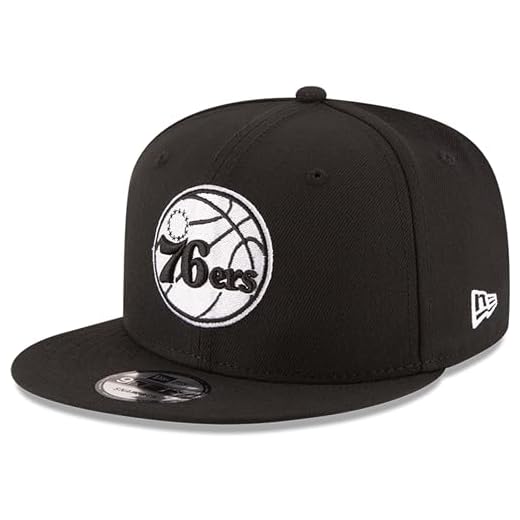 New Era Masculino Boné Ajustável Nba 9Fifty, Preto E Branco, Tamanho Único (Philadelphia 76Ers)