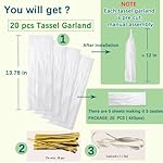 White Tassel Garland 20 Pcs, Tissue Paper Tassels Garland Banner for Party Birthday Wedding Decoration Baby Shower Table Decor - Image 2