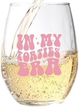 In My 40s Era Wine Glass – 40th Birthday Gift For Her – Silly Bday Party Gift For Women, Sister, Mom, Daughter, Grandma, Nana, Best Friend – Birthday Wine Glass For Decorations, Anniversary