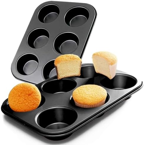 2 Packs Premium Steel Muffin Pan for Baking, Round Muffin Baking ...