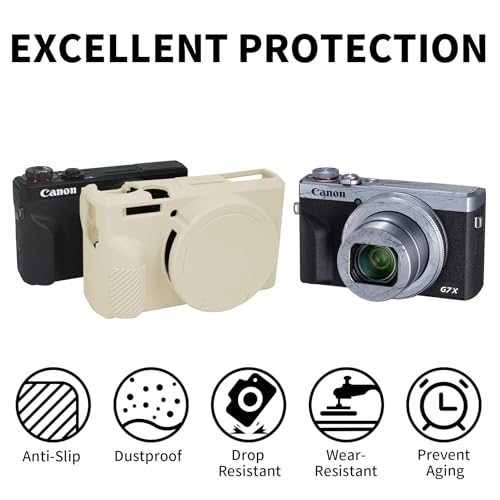 G7X Mark III Case, Protective Case for Canon Powershot G7X Mark III Digital Camera, Removable Lens Cover Silicone Sleeve Soft Camera Cover Rubber Protective Body Skin- Beige by Easy Hood - Image 2