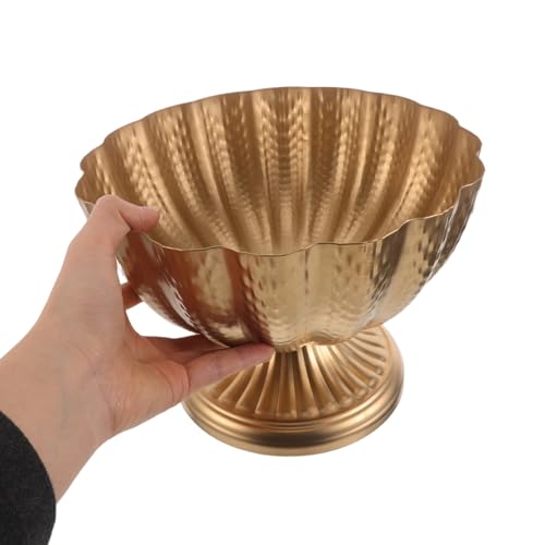 Pot de fleurs vintage métal doré HEMOTON grand format 23 cm haut de gamme