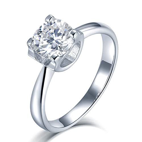 Bague solitaire femme en argent avec coeur 4 griffes KnSam