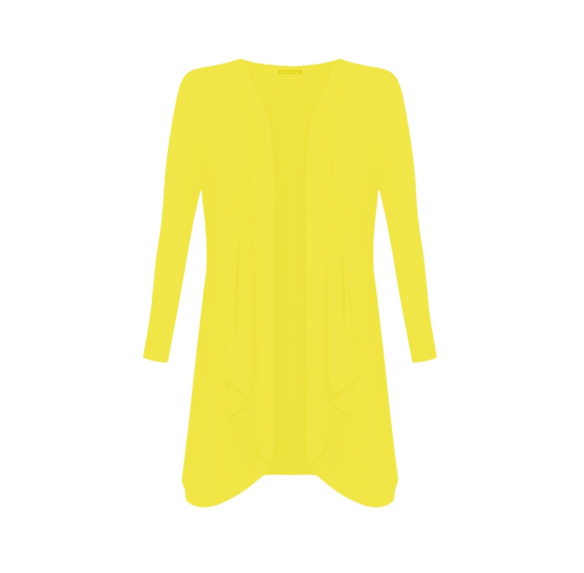 Sxme Might Say Women's Yellow Plus Size Waterfall Cardigan, Long Sleeve Open Front, Jersey Top, Hanky Hem, Long Sleeve Boyfriend Cardigan (, 16-18)