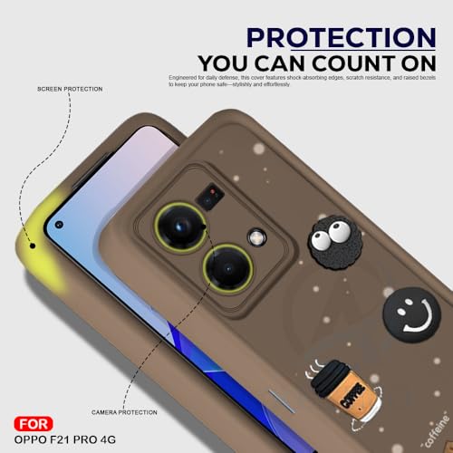 Image of AESTMO Back Case Cover for Oppo F21 Pro 4G Cover | Cute Fun Cartoon 3D Ball | Coffee Silicone Case | Full Body Protection | Camera Protection Back Cover for Oppo F21 Pro 4G (Brown)