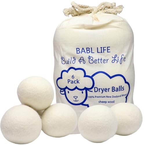 BABL LIFE Wool Dryer Balls-Pack of 6,Premium Reusable New Zealand