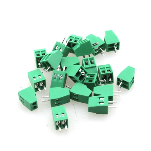 TAODAN 20PCS 2 Pin Plug in Screw Terminal Block Connector 2.54mm Pitch Panel Screw Terminal Block for PCB Mounting DIY
