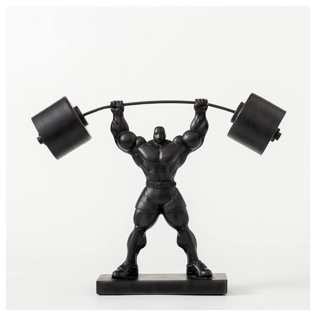 GHKryD statue, Resin Weightlifter Statues and Sculptures for Living Room Bedroom Bathroom Tv Stand Desk Decor(Black style1)