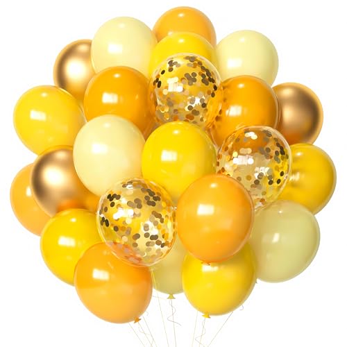 60 Luftballons Gelb Gold,12” Konfetti Luftballons Gold,Helium Ballons Geburtstag,Luftballon Bunt Giâ€¦ – Miniatur