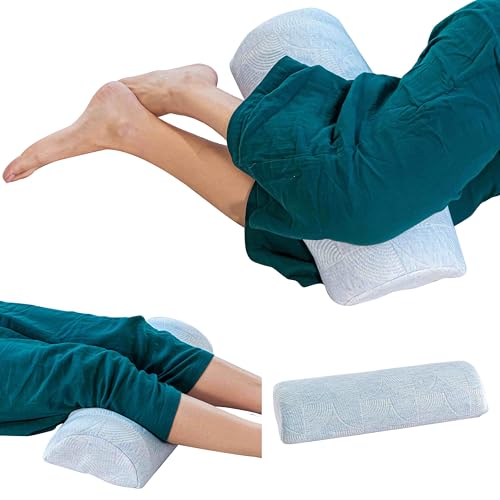 Image of The White Willow Firm Medical Grade Foam Half Moon Multiuse Knee, Leg and Back Support Bolster Pillow for Neck Pain Relief, Sciatica with Washable Hypoallergenic Cover- 19 inch x 8 inch x 3.5 inch Blue