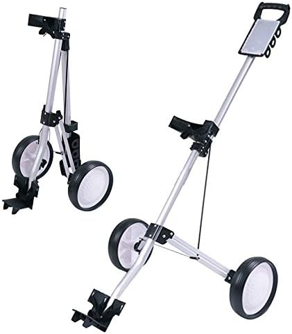 MTDHKX Foldable Golf Cart, 2Pcs Wheels Push Pull Golf Steel Frame Cart Trolley Swivel (Black B)