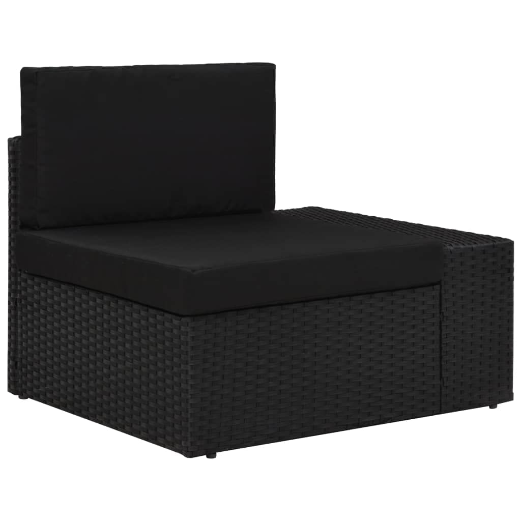Canapé d'angle modulaire polyrotin noir pour salon de jardin modulable et terrasse