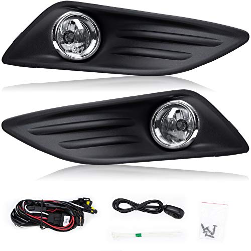 RP Remarkable Power, FL7093 Fit For 2014-16 Fiesta Front Pari Fog Lights Clear Lens Bumper Lamps Set