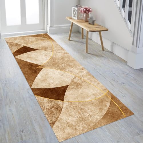 Tapis de cuisine devant évier long moderne et paillasson marron chic - 4
